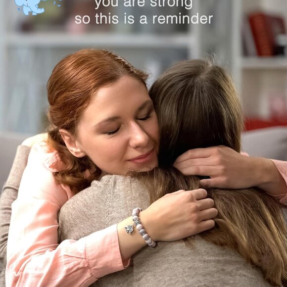 Elephant Bracelet Natural Stone Silver-Style Charm for Women Lucky Gift - Picture 3 of 7